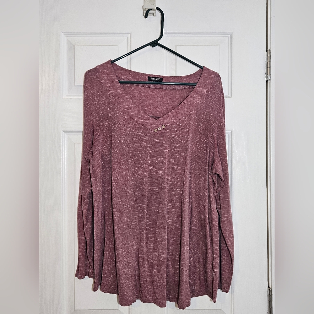 1X Folunsi Long Sleeved Tunic Top, Frosted Rose
